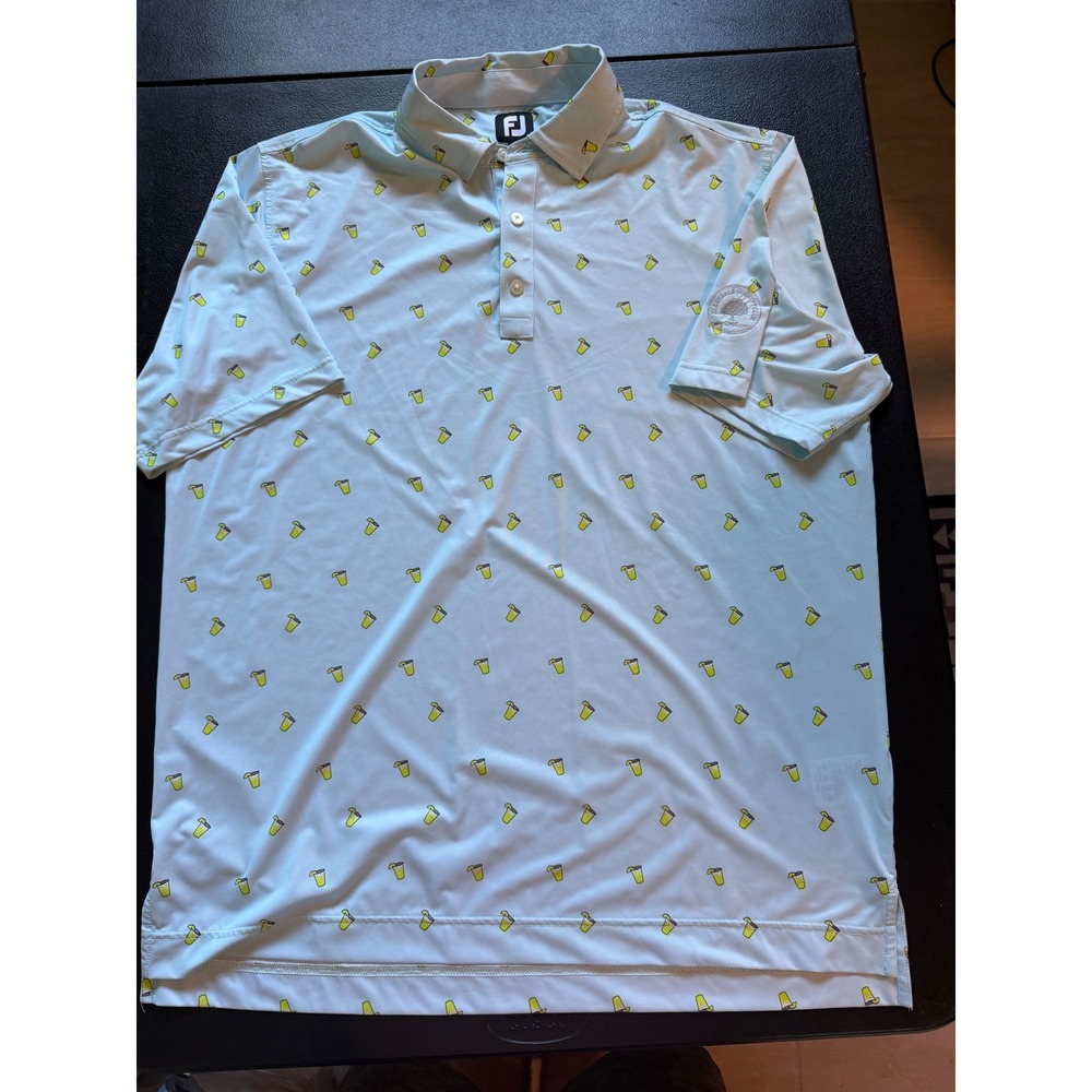 FootJoy Mens XL Polo Shirt Light Blue Cocktail Print Ellendale CC 26602